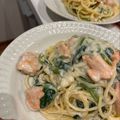 いんちょ's cooksnap of when they made ほうれん草とサーモンのクリームパスタ.