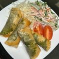 crystaI's cooksnap of when they made 鶏胸肉の梅しそチーズ春巻き.