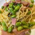 ともチップっぷー's cooksnap of when they made 枝豆とベーコンのペペロンチーノパスタ.