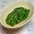 まこさんど's cooksnap of when they made 火も油も使わず2分で！ピーマンだけで副菜.