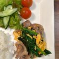 studio a'25's cooksnap of when they made 豚とほうれん草と卵のオイスターソース炒め.