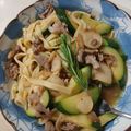 杉山純子's cooksnap of when they made 豚肉とズッキーニのピリ辛和風パスタ.