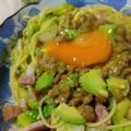 純子50Plus's cooksnap of when they made 簡単・アボカド納豆のペペロンチーノパスタ.