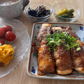 ようぷりん's cooksnap of when they made 豚ばら薄切り肉巻き！豆腐の焼肉のたれ焼き.