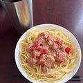 ママメイン！時々子供's cooksnap of when they made ❥トマトとツナの混ぜるだけde冷製パスタ.