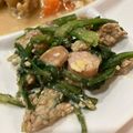 momoppo's cooksnap of when they made 春菊と卵とウインナーの鶏ガラの素炒め.
