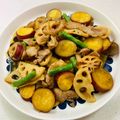 あっこ姉's cooksnap of when they made さつま芋・れんこん・豚肉の甘辛炒め煮.