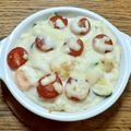 ポニーリボン's cooksnap of when they made 焼きプチトマトとむきえびマカロニグラタン.