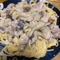 ariyuki97's cooksnap of when they made きのことチキンのクリームパスタ〜覚え書〜.
