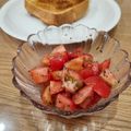 パンダ達の母です。's cooksnap of when they made お手軽朝ご飯【トマトだけのブルスケッタ】.