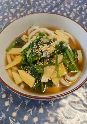 筍と菜の花の餡掛けうどん-レシピのメイン写真