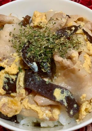 生木耳と豚肉の卵とじ丼-レシピのメイン写真