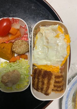 レンジ簡単ポークチャップ味オムライス弁当-レシピのメイン写真