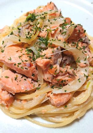 激うま！♫焼銀鮭のクリームスパゲティ♫-レシピのメイン写真
