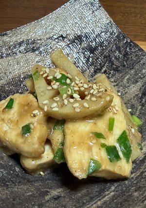 鶏むね肉と蓮根のごまポン炒め-レシピのメイン写真