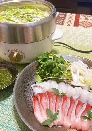 ぶりと生たこのしゃぶしゃぶ♪ニラだれで-レシピのメイン写真