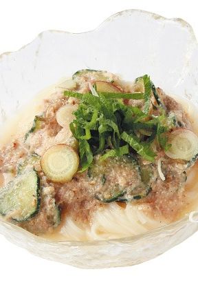 キュウリとツナの冷や汁そうめん-レシピのメイン写真
