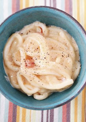 明太でラクうま♪明太うどんカルボナーラ風-レシピのメイン写真