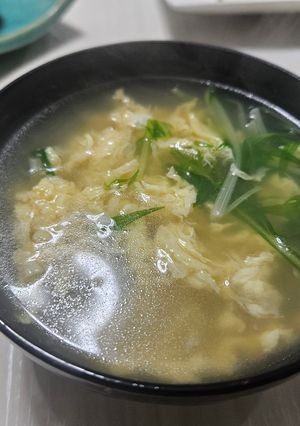 お家贅沢！蟹缶で水菜入りカニ玉スープ-レシピのメイン写真