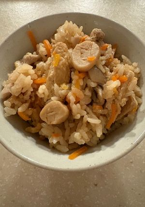 きのこと鶏肉の炊き込みご飯　ホタテ風？-レシピのメイン写真