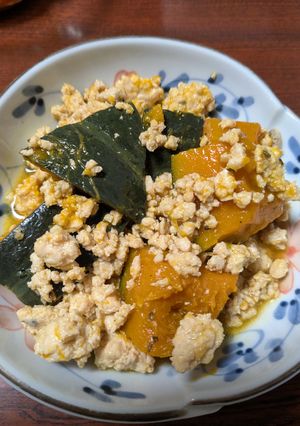 鶏ひき肉とかぼちゃの煮物-レシピのメイン写真