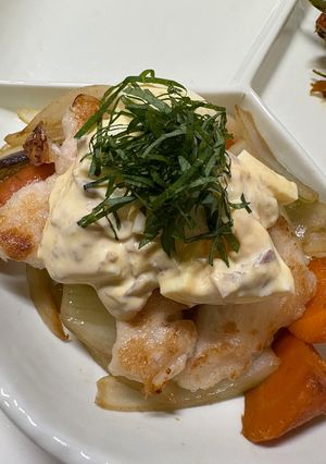 鶏胸肉と野菜の梅肉卵サラダ添え-レシピのメイン写真