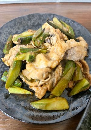 ウドと豚肉の甘辛炒め-レシピのメイン写真