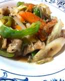 お手軽！豚こま肉とたっぷり野菜の黒酢炒め