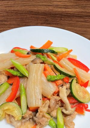 こんにゃくで腸活◎なみこんと彩り野菜炒め-レシピのメイン写真