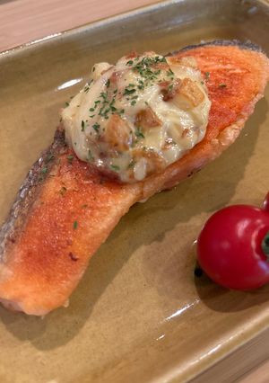 鮭の味噌マヨ乗せ-レシピのメイン写真