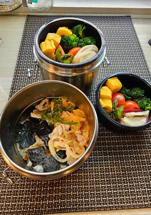 海苔段々のバレンタインの日弁当-レシピのメイン写真