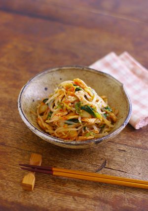 レンジで★鶏ささみと白菜キムチともやしの和え物-レシピのメイン写真