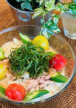 ツナと夏野菜の出汁ポンうどん-レシピのメイン写真