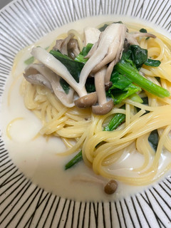 ほうれん草とキノコの豆乳パスタ-レシピのメイン写真