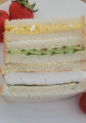 お弁当にも♪卵・きゅうり・はんぺんサンド-レシピのメイン写真