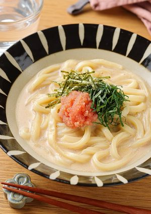 受験生のお夜食に！明太クリームうどん-レシピのメイン写真