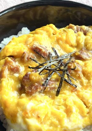 レンジで洗い物なし！焼鳥缶で親子丼-レシピのメイン写真