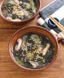 簡単♪長ねぎとしいたけの焼き海苔スープ