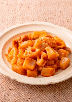 こんにゃくと鶏肉れんこんのケチャップ炒め-レシピのメイン写真