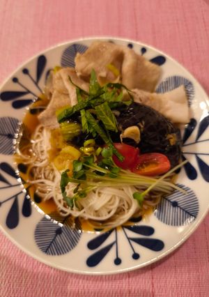 冷やしシャブシャブソーメン揚げナス添え-レシピのメイン写真