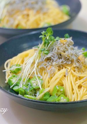 塩だけで決まる！しらすとオクラのオイルパスタ-レシピのメイン写真