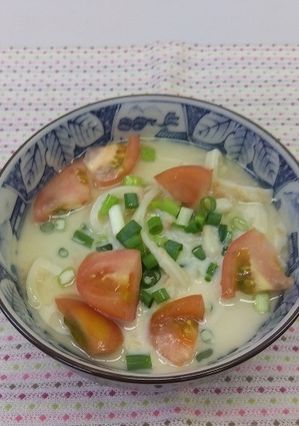 【防災レシピ】トマトとツナの豆乳うどん-レシピのメイン写真