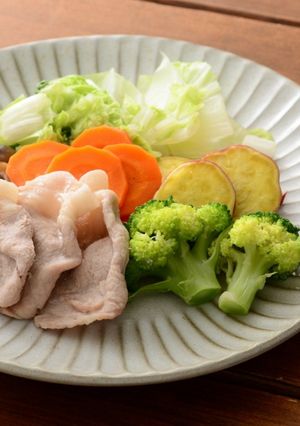 レンジで完成！野菜たっぷり蒸し豚しゃぶ-レシピのメイン写真