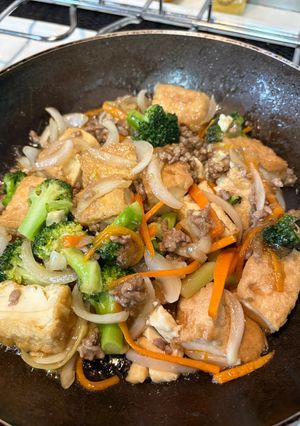 【簡単】合挽肉と厚揚げの中華風炒め-レシピのメイン写真