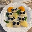 セリアのパウダー1色で!パンダ白玉