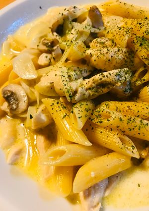 ミルク＆チーズの鶏肉クリームソースパスタ-レシピのメイン写真