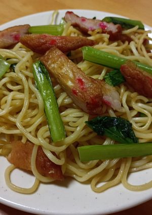 紅生姜さつま揚げと青菜のめんつゆ焼きそば-レシピのメイン写真
