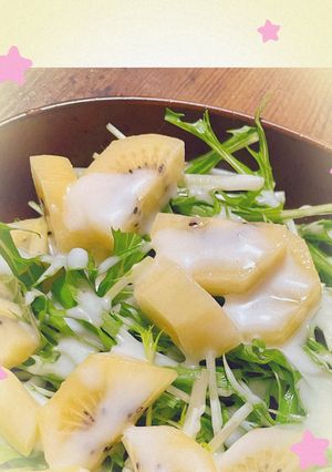 シンプルな水菜とキウイのサラダ♡-レシピのメイン写真