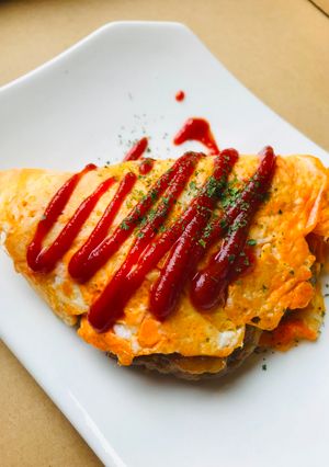 あまりカレー●かんたん折りたたみオムレツ-レシピのメイン写真