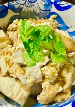 油揚げと絹豆腐の昆布生姜・卵とじ丼-レシピのメイン写真